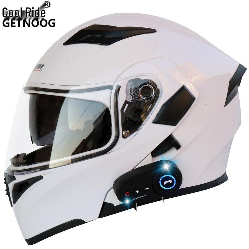Cool Ride Treasure Bluetooth Full-Face Flip-Up Motorcycle Helmet with Dual Lens and FM Radio