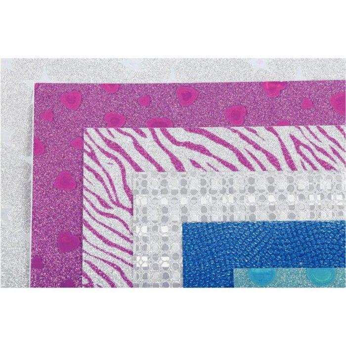 Feuilles adhésives pailletées - Multicolore - A4 - Lot de 10 - Décoration Noël - Motifs variés