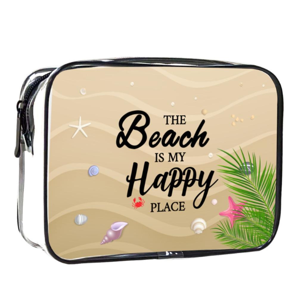 Trendy Large Capacity Makeup Bag Visible Beach Theme Storage Bag Lightweight Portable Travel Organizer for Women