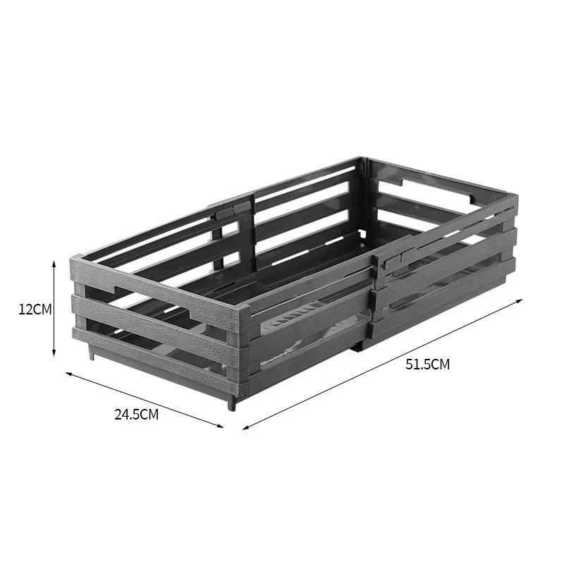 

Телескопическая корзина для хранения, домашний органайзер для выдвижных ящиков, пластиковая кухня с корзиной для разных вещей, контейнер для хранения растений в горшках серый