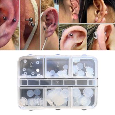 120 buc. Tampoane practice de piercing pentru bijuterii Discuri compacte din silicon pentru ochi într-o carcasă portabilă pentru studenți și profesioniști