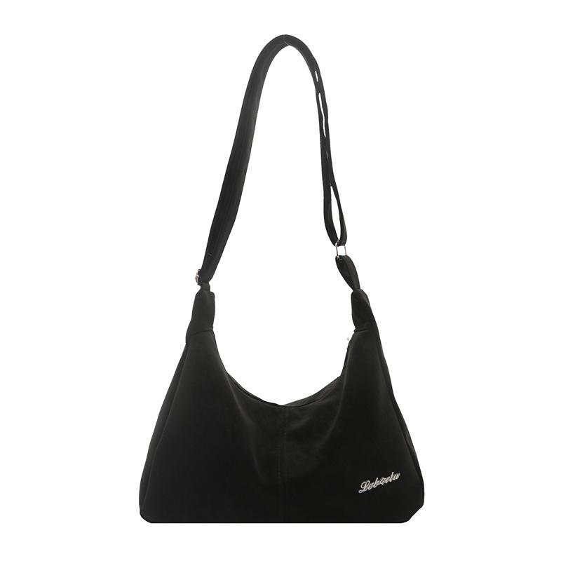 

New retro women s texture solid color trend simple large capacity commuting single shoulder oblique span portable tote bag чёрный