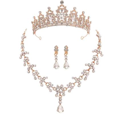 Brautkrone Dreiteiliges Set Koreanische Super Fee Hochzeitskleid Accessoires Leichter Luxus Hochzeitsbankett Schmuck