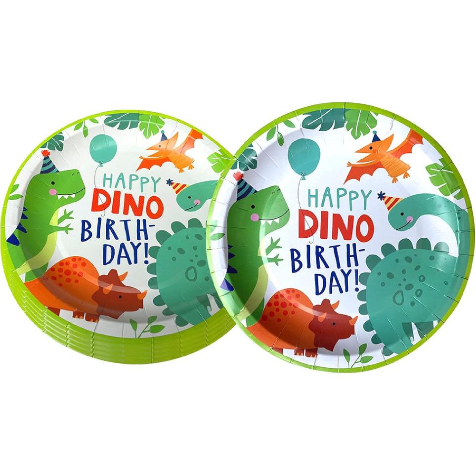 Watercolor Dinosaur Birthday Party Supplies, 20 Plates and 20 Napkin, for Dinosaur Theme Birthday Party Decoration for Boys Kids