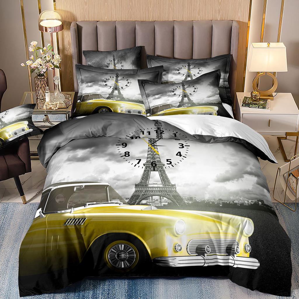 Eiffel Tower Bedding Three-Piece Cherry Blossom 3D Digital Printing Direct Sales