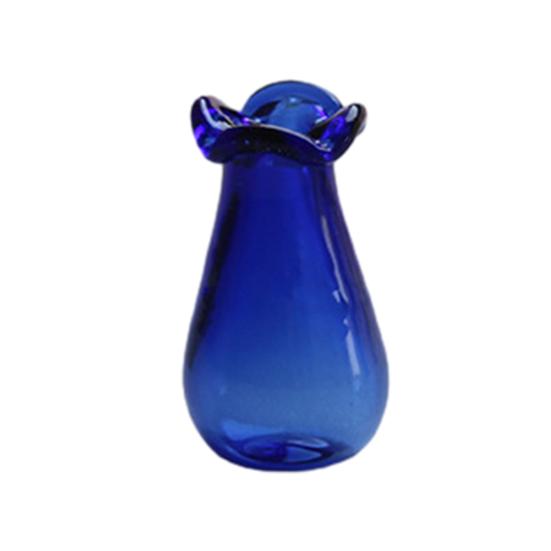 Miniature Vase, Tiny Blue Glass Vase, Small Flower Holder, Cute Mini Vase for Miniature Houses DIY Refrigerator Magnets (Magnets Not Included)