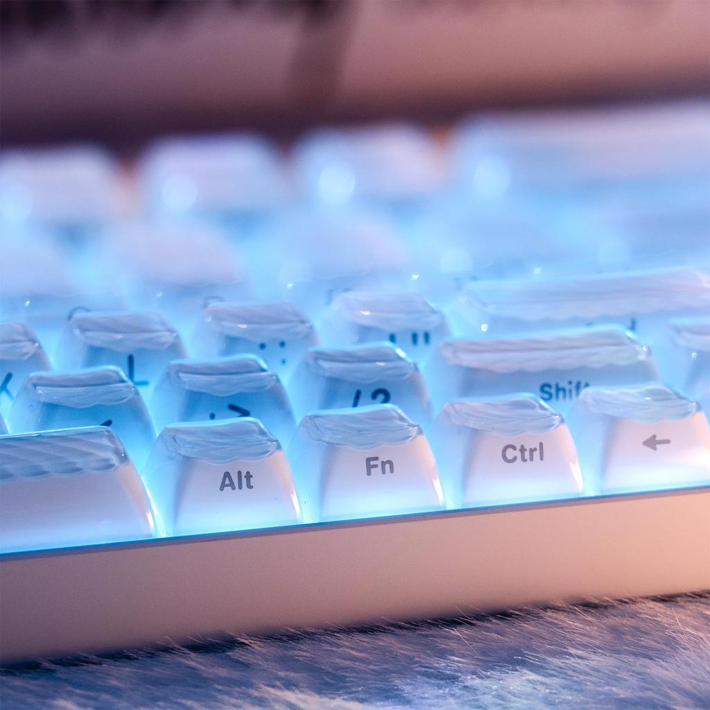 White Crystal OEM Profile Custom Keycaps 136 Key Set Keys Compatible for Mechanical Keyboards US Layout White Jelly-XVX Side-Engraved