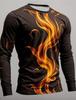 3D Printed Flame Scratch Pattern 3D Printed Autumn Men's Crew Neck T-Shirt Casual Long Sleeve Oversized Pullover Fashion Tops