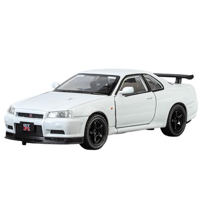 1/32 Nissan GTR R34 Skyline Supercar Alloy Metal Diecast Car Model Sound & Light Holiday Boyfriend Gift Collect Hobby Ornaments