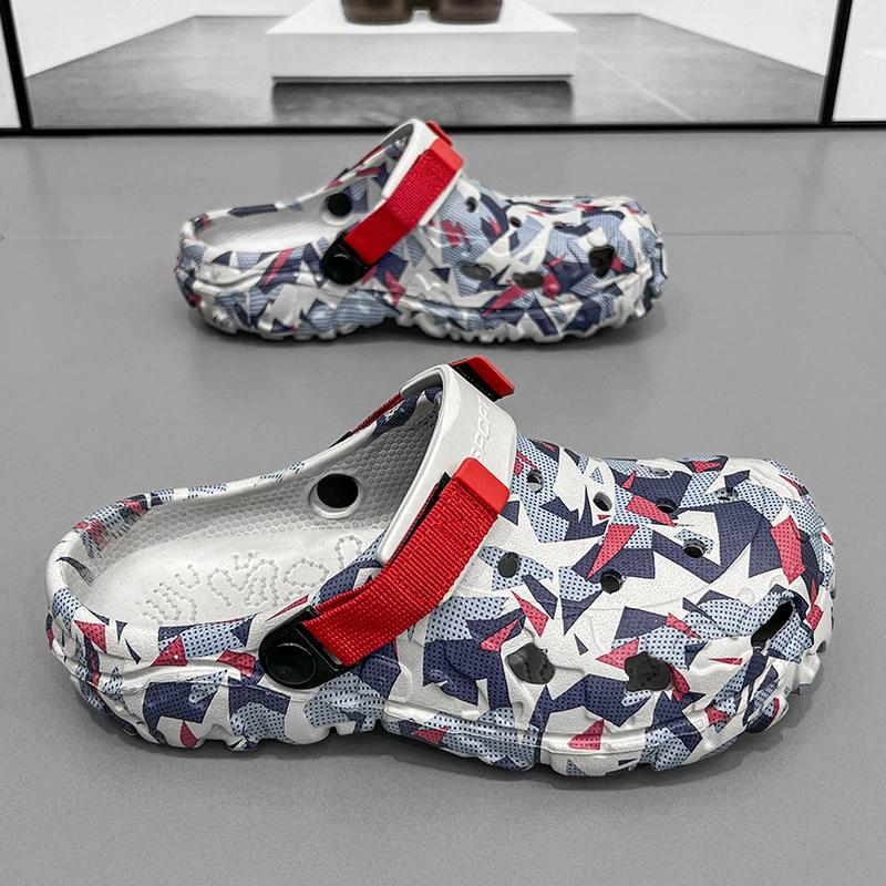 Men's Hole Shoes Fashion Street Art Summer Wear Trendy Cool Outdoor Sandals and Slippers Sports
