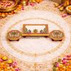 Handicrafts Paradise ( 6 x 4 & 4 x 4 inch, Set of 3Pc Marble Puja Chowki with Intricate Painting for Mandir, Idols Statues Pratima, Bajot
