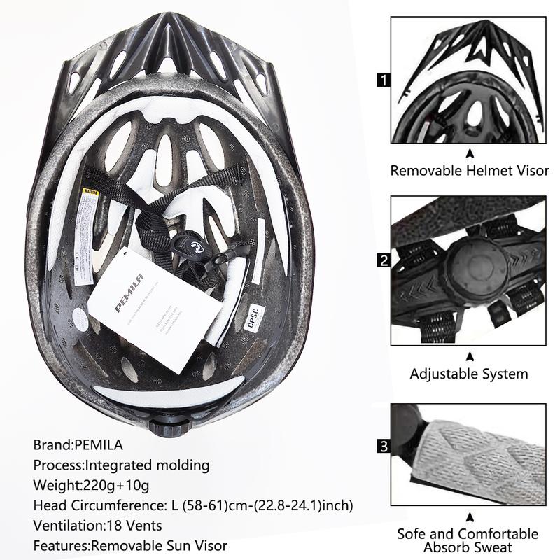 PEMILA 2024 Neuer ultraleichter Fahrradhelm, Fahrradschutzkappe, MTB-Fahrradhelm für Damen und Herren, Rennausrüstung, Fahrradhelm-Visier