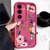 Floral Print TPU Shockproof Phone Case For Samsung S25 Ultra S24 FE S23 Plus A56 A36 A16 A15 A55 A06 Soft Silicone Lens Protection Matte Bumper Cover