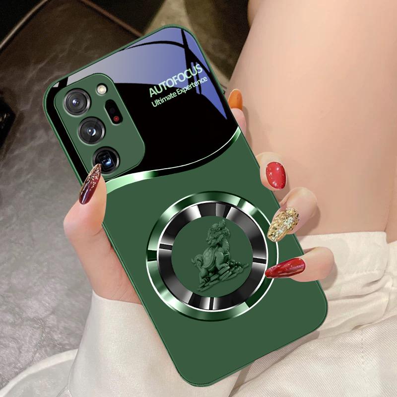 Golden Lion Black For Samsung Galaxy Note 8 9 10 PRO 20 Ultra A01 02 03 Core 04E 4G 12 13 5G Tempering Glass Phone Case