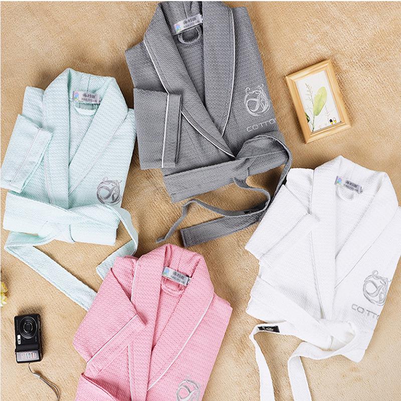 Unisex Waffle Cotton Bathrobe - Lightweight Summer Loungewear