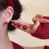 Hong Kong Style Ankara Burgundy Jelly Bean Pearl Stud Earrings Women'S Earrings Earrings Niche Design Sense Advanced
