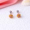 Women'S Stainless Steel Punk Crystal Ball Stud Earrings Titanium Steel Pierced Ear Jewelry