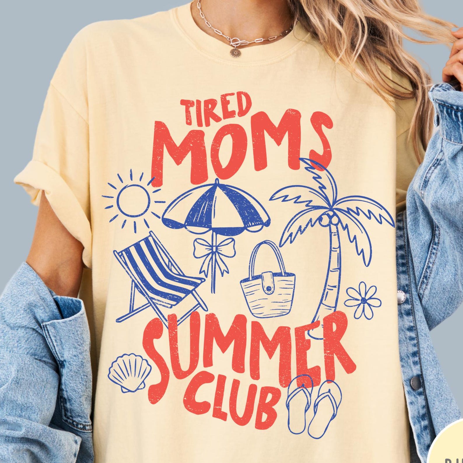 Tired Moms Summer Club Comfort Colors® T-Shirt, Funny Retro Mom Summer Tee, Beach Mom Shirt, Summer Graphic Tee for Moms, Mom Life Shirt S