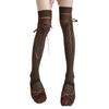 Women Fishnet Stockings Laced Up Thigh Highs Stockings Tights Pantyhose Sweet Over the Knee Socks Antis Skidding Socks