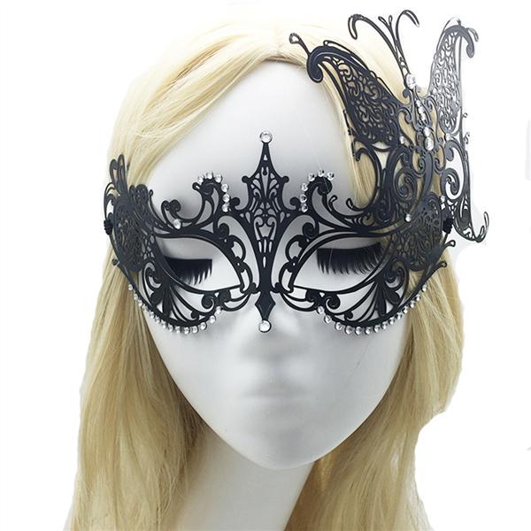 Rhinestones Venetian Carnival Butterfly Masquerade Metal Hollow Carving Mask