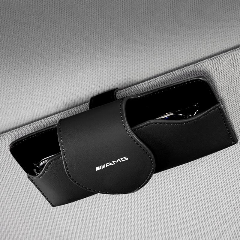 For Mercedes Benz AMG W211 W203 W204 C260 E300L A200L GLA/S/E 1pcs Car Magnetic Eyewear Box Scratchproof PU Leather Clip JDFX1
