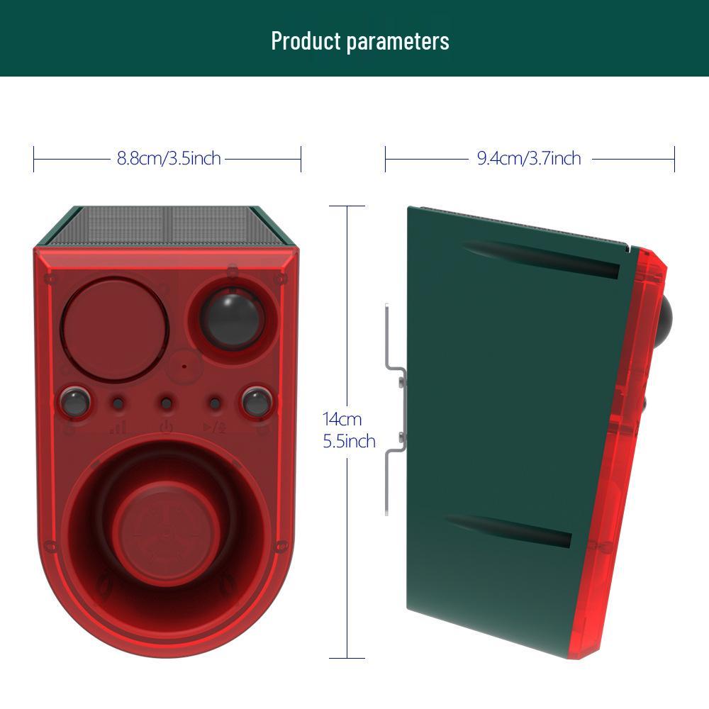 Solar-Powered Ultrasonic Animal Repellent with Infrared and Sound Alarm