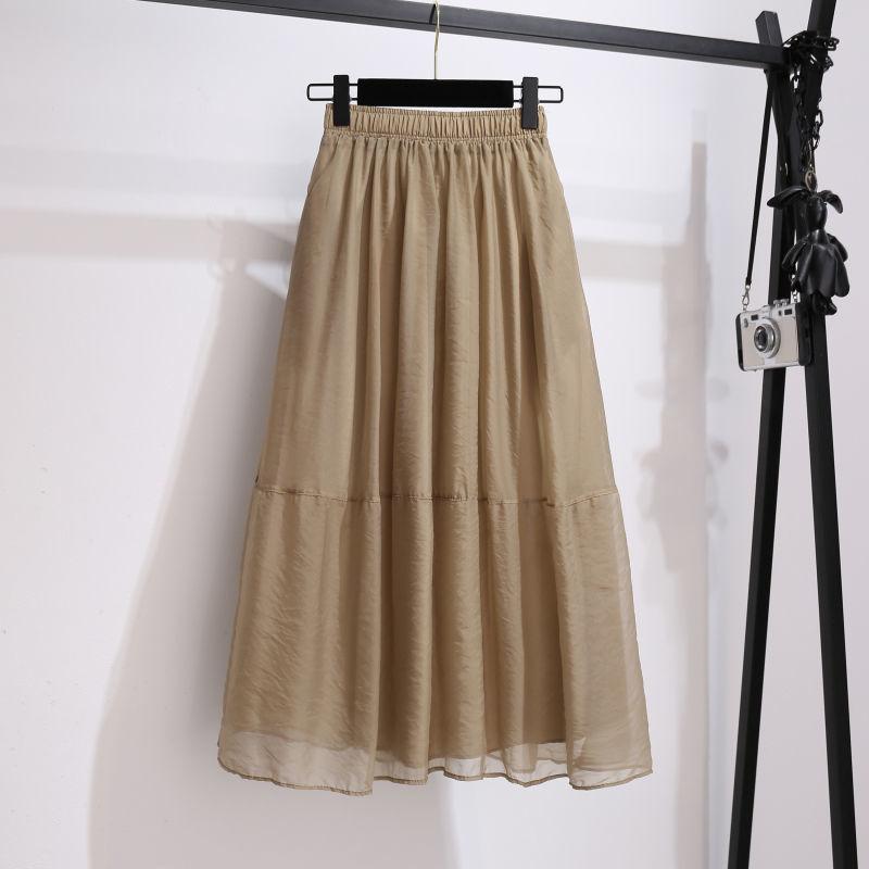 Women Swing Tulle Skirts Woman Elegant Pleated Tutu High Waist Solid Color Skirt Female Clothes