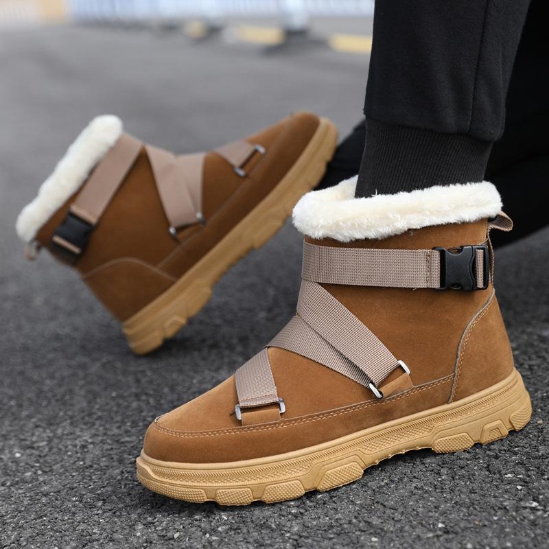 Winter snow boots thickened warm fur integrated cotton shoes youth platform bread shoes velvet Martin boots