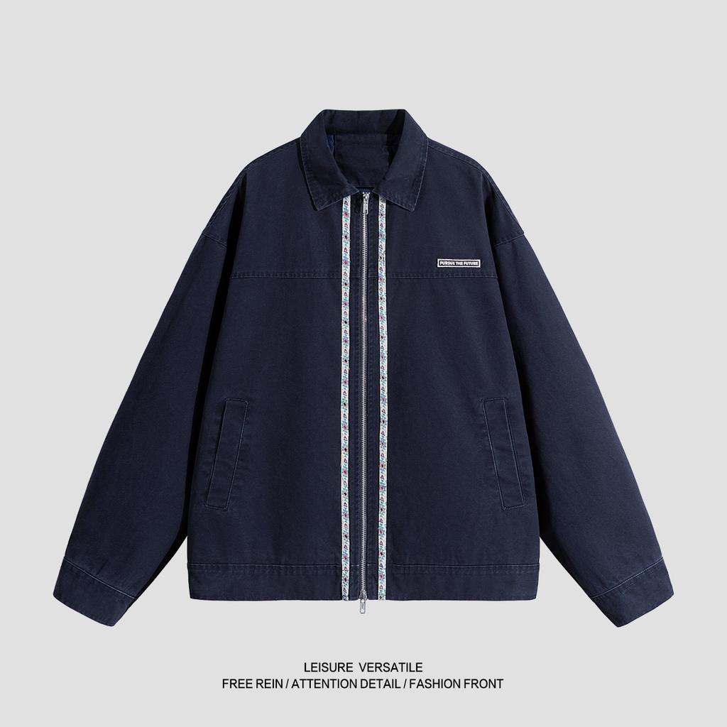 American Retro Jacket Men's Spring and Autumn Lapel Casual Cotton Work Clothes Washing Old Jacket Loose Top