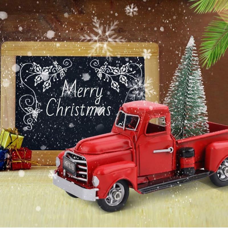 Roter Metall-LKW Weihnachtsfeier Dekoration Tischdeko für Zuhause Kinder Geschenke