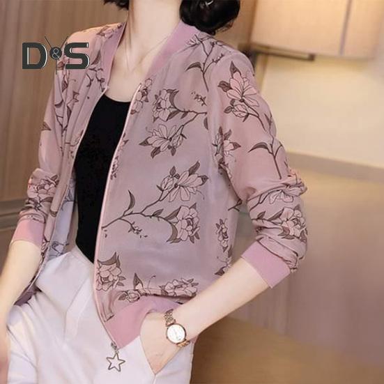 Jachetă Subțire de Vară pentru Femei, Imprimeu Floral, Fermoar, Palton Scurt, Protecție Solară, Cardigan pentru Sporturi în Aer Liber, Plajă, Drumeții