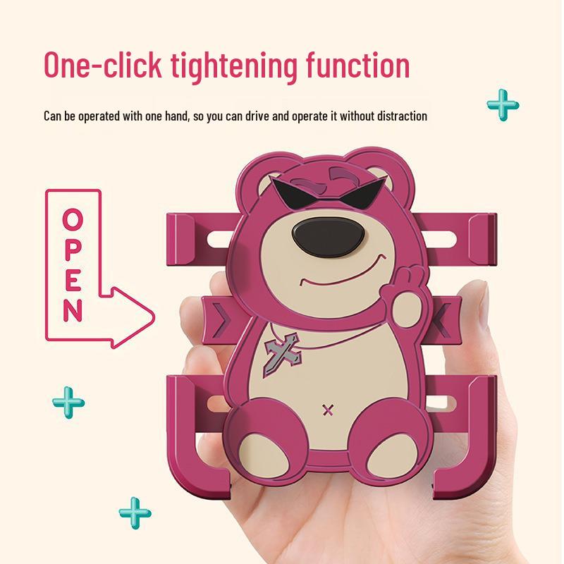 Cartoon Strawberry Bear Shockproof Phone Holder for Bikes and Motorcycles