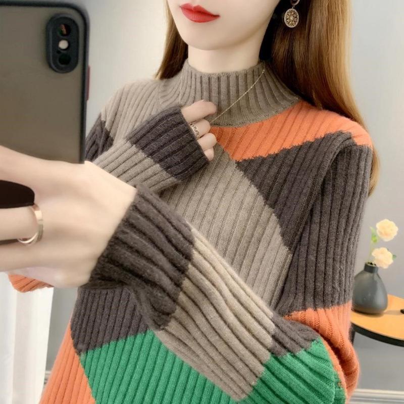 Women's Thick Warm Sweater - Autumn/Winter 2025 High Neck Loose Knit Pullover