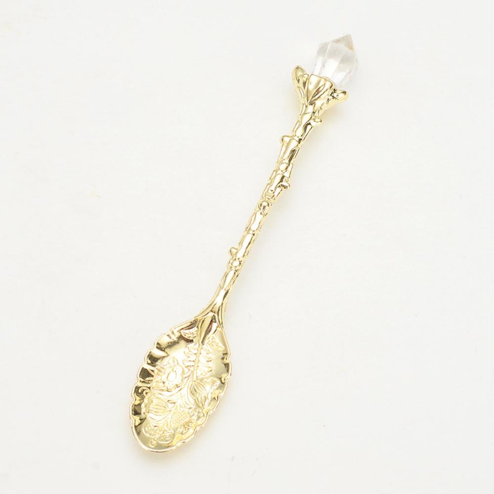 Alloy Leaf Spoon Vintage Carved Spoon Creative Royal Style Silver Gold Coffee Tea Dessert Spoon Flatware Kitchen Tool Accesssory