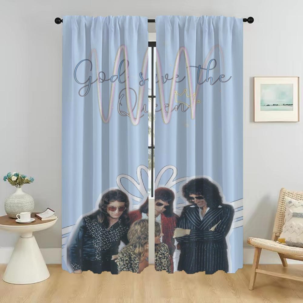Kitchen Curtains for Living Room Rock-Queenes Shades Halloween Decoration Window Curtain Partition Home Interior Curtains Camera