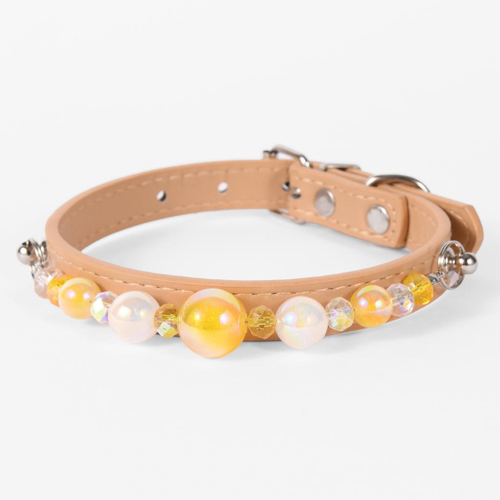 DIY Pearl Pet Collar Adjustable Leather Collar for Cats & Small Dogs Necklace Pet Accessories