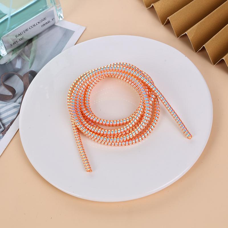 New 1.5M Plating Color TPU Spiral USB Charging Cable Protector for iPhone Samsung Huawei Earphone Cord Line Protection