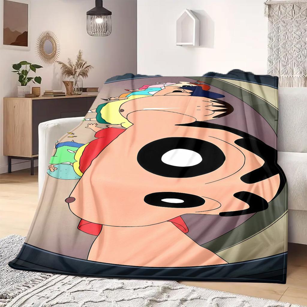 Shinchan Anime Print Blanket Warm Comfortable Flannel Blanket Suitable for Bedrooms, Sofas, Beds, Chairs, Picnics, Travel