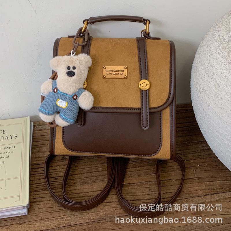 Schoolbag College Student Commuter Backpack Women's 1011 New Premium Retro Suede School Bag Lightweight Travel Small Backpack