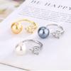 Jewelry Copper Platinum Plated Pearl Simple Wind Daily Ring Female 12Mm