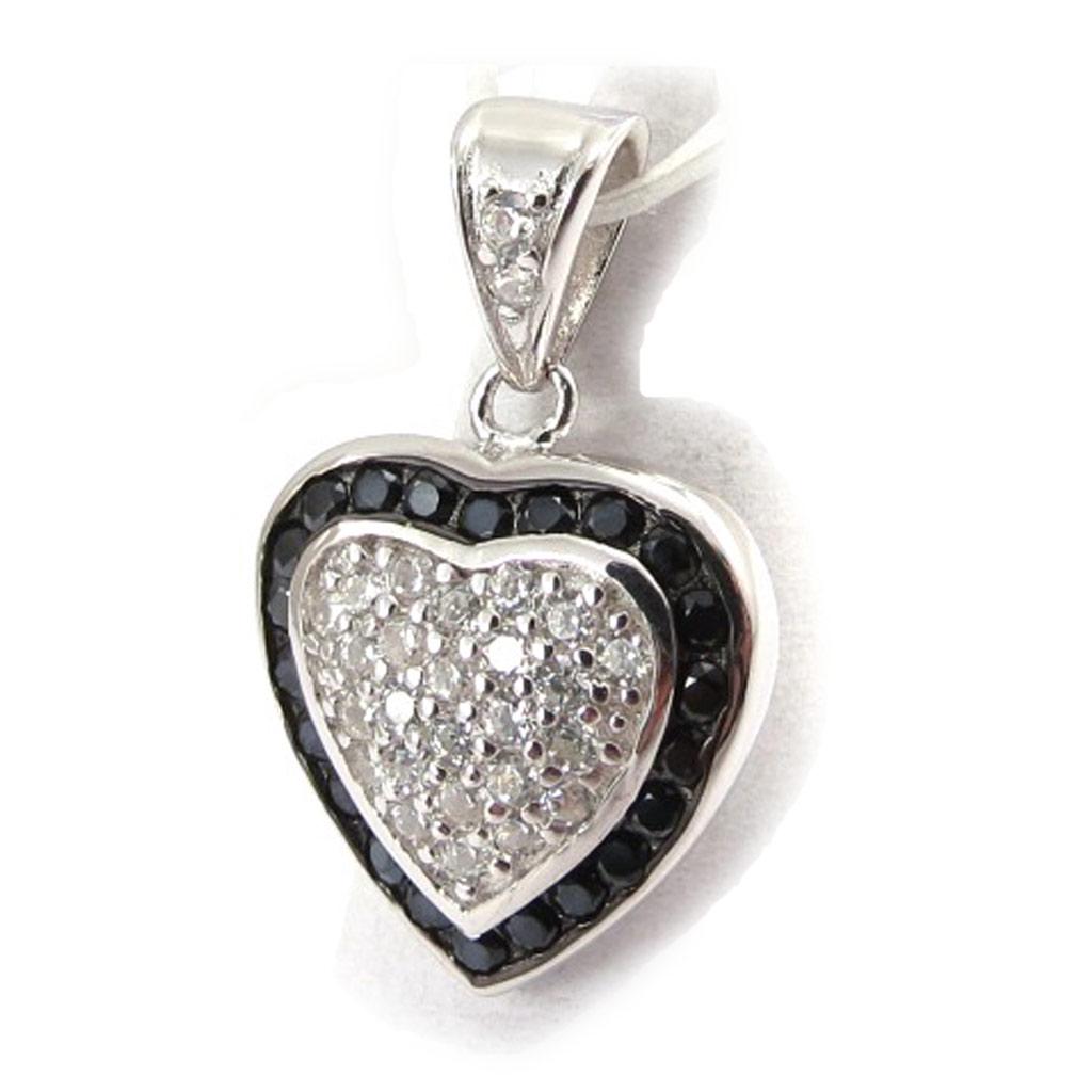 Les Trésors De Lily [J9548] - Pendentif Argent 'Love Divine' noir blanc