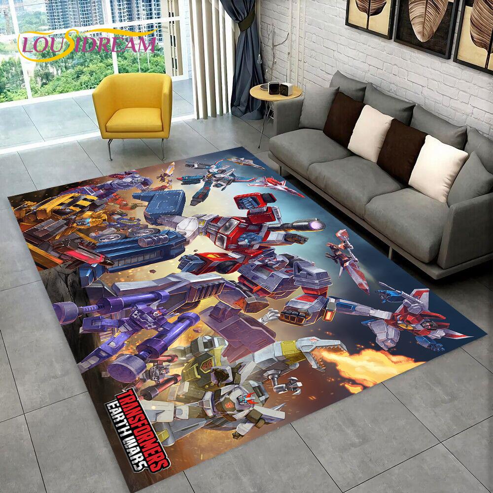 Cartoon T-Transformers Autobots 3D Rug Carpet for Living Room Bedroom Home Decor,Floor Mat Non-slip for Sofa Doormat Gift Kids