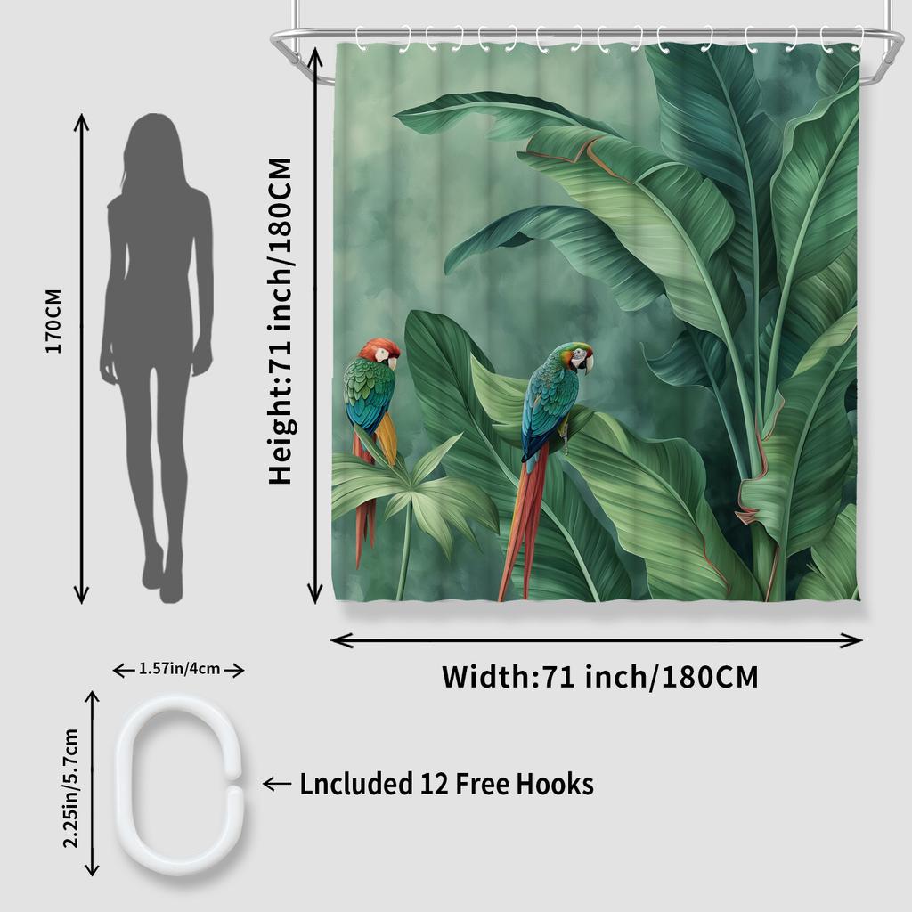 Tropical Parrot Shower Curtain - Multi-Style Bath Decor, Perfect for Those Who Love Nature-Inspired and Practical Designs