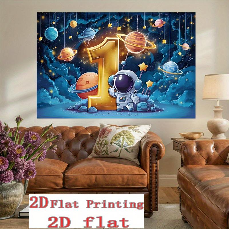 1 piece of 2D party banner 1-year-old birthday celebration astronaut-themed backdrop for photo taking