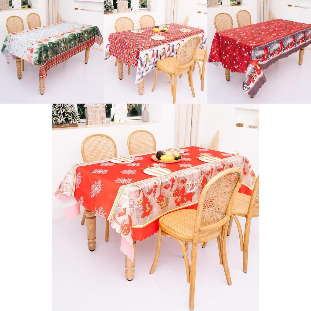 Kreative Weihnachts-Tischdecke mit Druck in Grau, Rot und Weiß für festliche Tischdekorationen