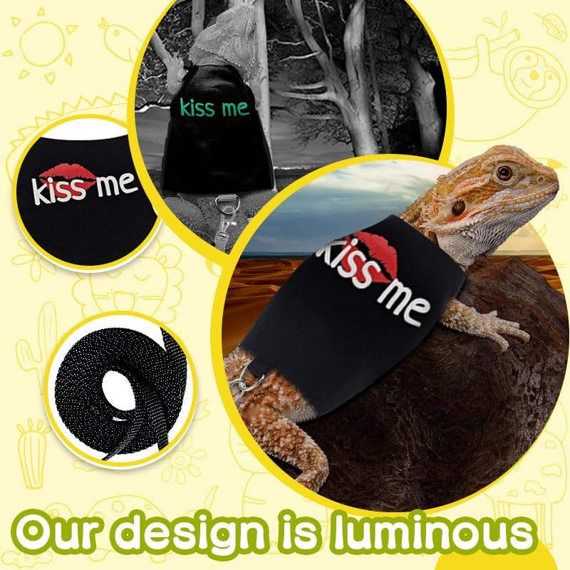 Bearded Dragon Leash and Harness Adjustable - Bearded Dragon Leash and Harness Set with Lizard Luminous Leash for Amphibians Chameleons Small Pet