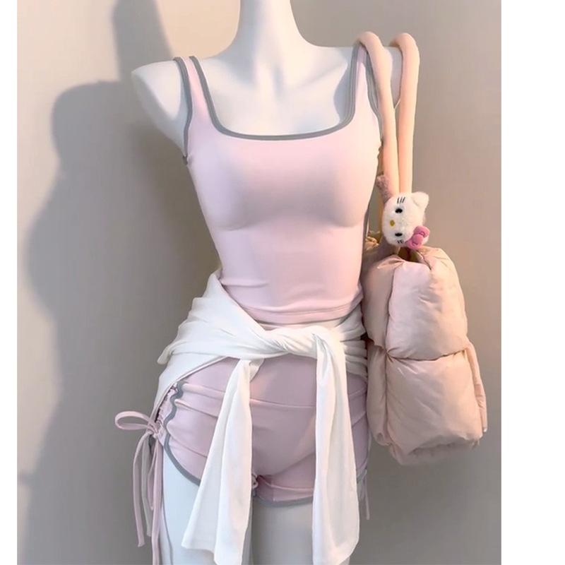 Korean sweet with chest pad fitness suspender women's summer pure desire wind Pilates sports yoga clothes vest set