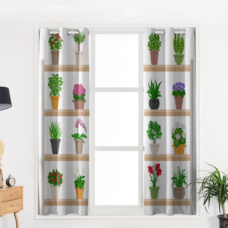 Plant Cactus Pot Decoration Home Curtains Household Goods Living Room Bedroom Curtain