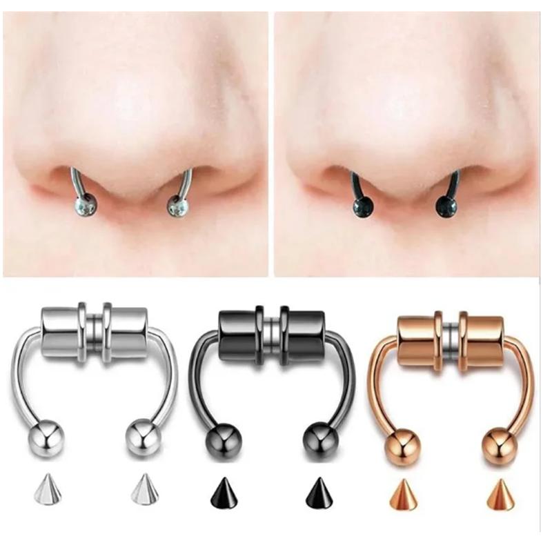 Magnetic Horseshoe Nose Rings, 316L Stainless Steel, Faux Septum Rings, Fake Piercing, Clip on, Hoop Rings, Gift for Women, Girl