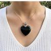 Black Heart Pendant 1.2" 925 Sterling Silver Jewelry Black Tourmaline Gemstone Necklace For Her EP-1680